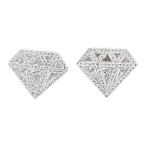 Diamond Shaped 2 Cttw Diamond Stud in 18k White Gold Earrings - 2 Pieces