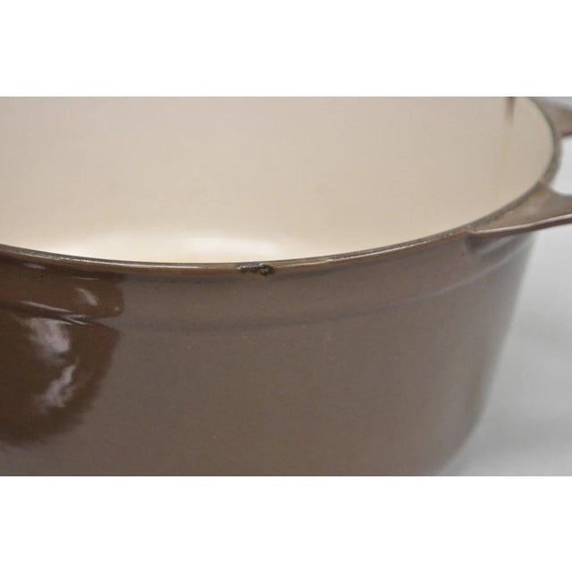 Vintage Cousances France Enameled Cast Iron Dutch Oven Pot Chocolate Brown # 22 For Sale - Image 13 of 17