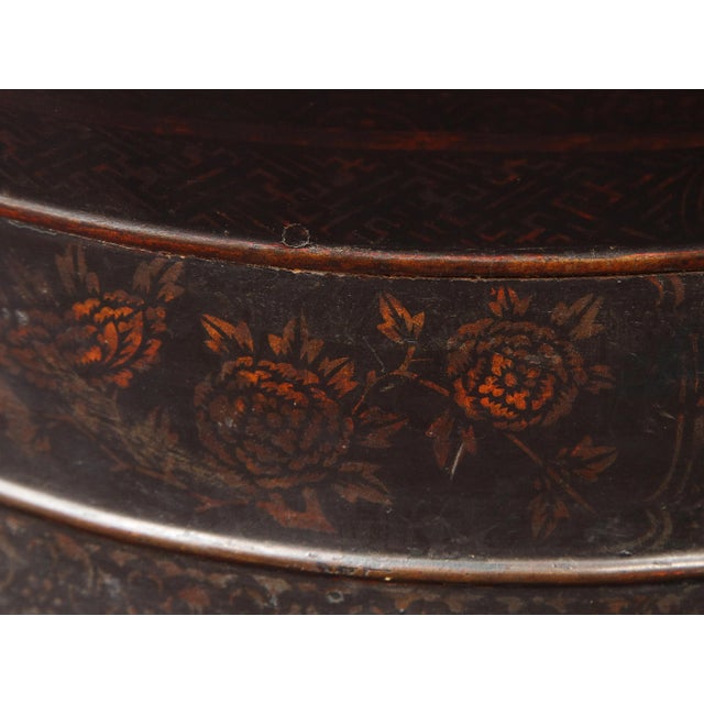 Paint Large Chinese Black Lacquered Covered Box For Sale - Image 7 of 9