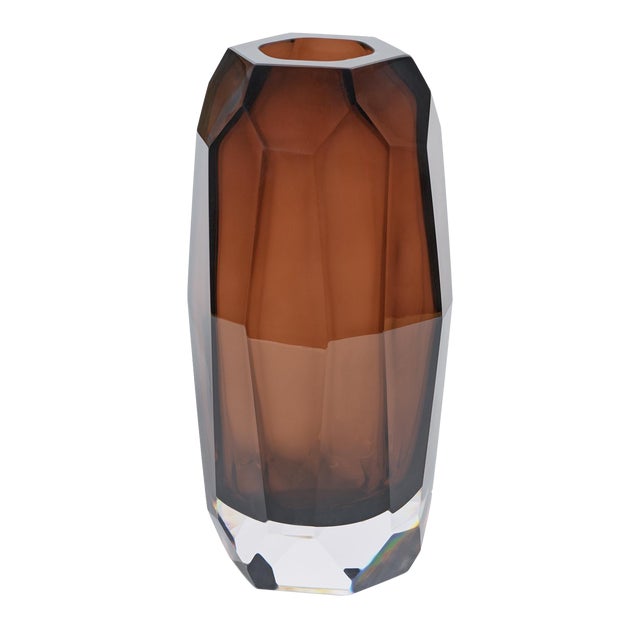 Juwelo Glass Vase, Medium, Amber For Sale