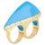 Miriam Salat Double Art Deco Blue Resin Ocean Ring 18K Sterling Silver & Topaz For Sale - Image 9 of 18