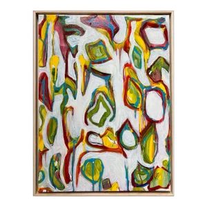 "The Secret Garden" Contemporary Multimedia Abstract Painting by G. Campbell Lyman, Framed