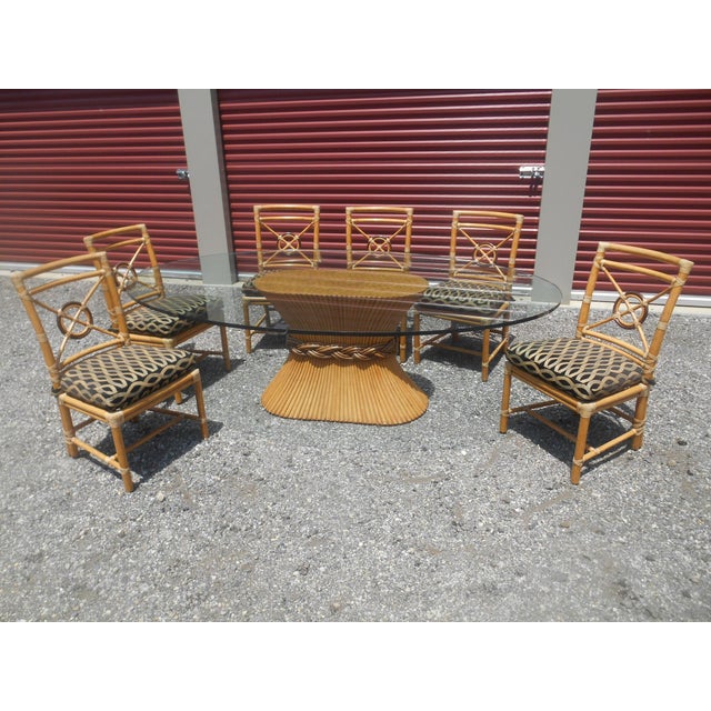 Vintage 1980's McGuire Target Back Dining Set For Sale - Image 17 of 18
