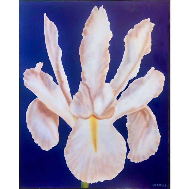 Clarence Measelle, Photorealism Still Life Acrylic Painting Flower Photo Realist Orchid, Vivid Blue For Sale