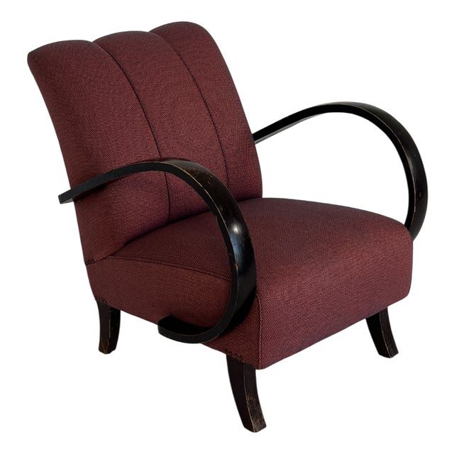 Padded Armchair in the style of Jindřich Halabala, 1930s For Sale