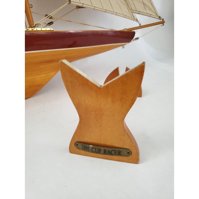 Vintage Sailboat Replica Pond Yacht 1895 Defender Cup Racer For Sale - Image 13 of 17