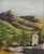 Wonderfully vivid mid century impressionist landscape of stone barn with red roof circa 1950s, by an unknown artist. The...