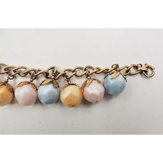 Plastic Vintage 1950s Signed Napier Pastel Charm Bracelet For Sale - Image 7 of 10