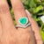 Metal Heart Cut Green Emerald and Diamond Ring in 18k Yellow Gold Size 7 ( All Sizes Available) For Sale - Image 7 of 16