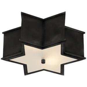 Alexa Hampton for Visual Comfort Signature Sophia Small Flush Mount in Gun Metal with Frosted Glass