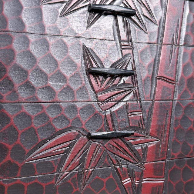 Mid-Century Modern Small Japanese Kamakura-Bori Haribako Storage Cabinet in Bamboo, 1960s For Sale - Image 3 of 12