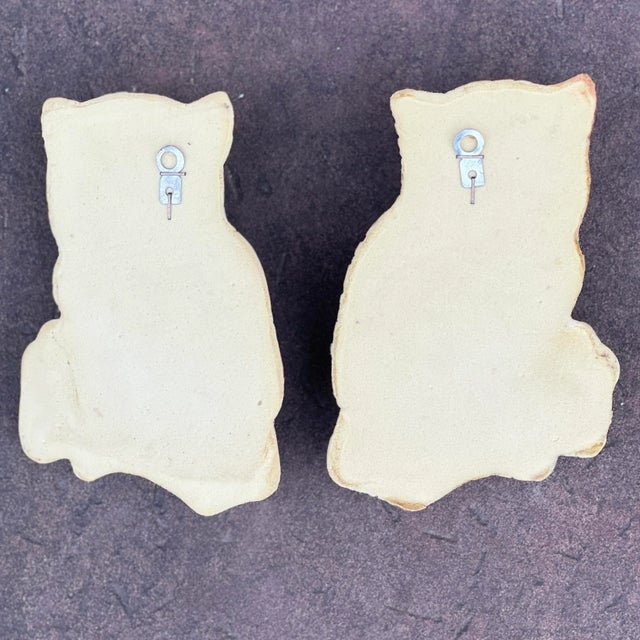 Vintage MCM wall hanging owls. Injected foam, super light to hang on a wall. Made by Homco