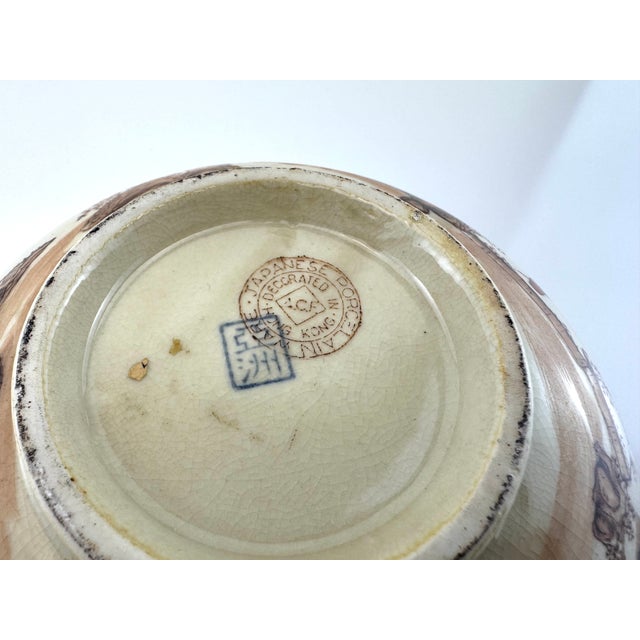 Vintage Hand Painted Japanese Landscape Porcelain Bowl – Hong Kong For Sale - Image 9 of 9