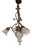 Antique French Art Nouveau Brass and Glass 4-Light Chandelier, 1940s For Sale