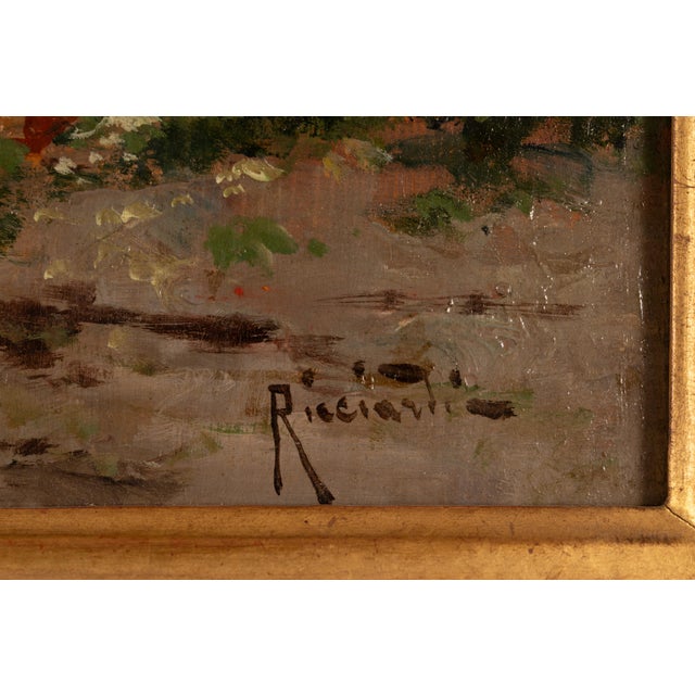 Dimensions without frame: 38 x 22,7 x 1 cm. Signed "Ricciardi" in the lower right corner. This lively painting depicts an...
