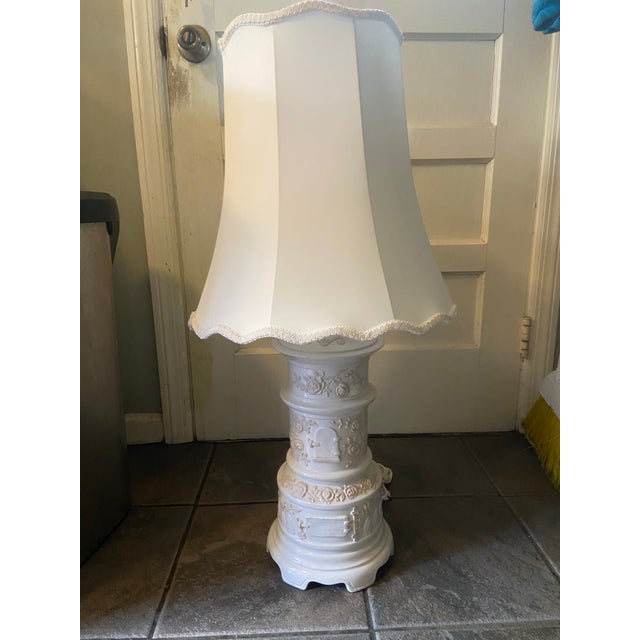 Shabby Chic Vintage Italian Porcelain Table Lamp, Signed For Sale - Image 3 of 11
