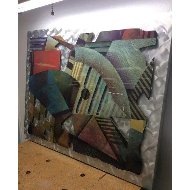 Abstract Mixed Media 3d Relief Art (54"x42") "Circularity in Motion" by Richard Hall For Sale - Image 3 of 11