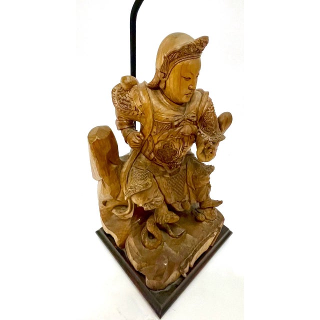 Antique Hand-Carved Asian Ancestor Figurine Lamp For Sale In Atlanta - Image 6 of 12
