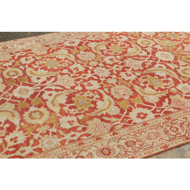 Rug & Kilim Antique Persian Mahal Rug With Crimson Red and Gold Floral Play - Rug & Kilim For Sale - Image 4 of 7