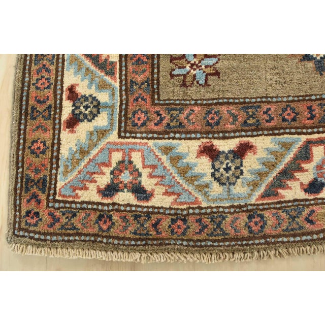 Kazak Runner 2’9” X 7’10” Brown Wool Tribal Hand-Knotted Oriental Rug For Sale - Image 9 of 12