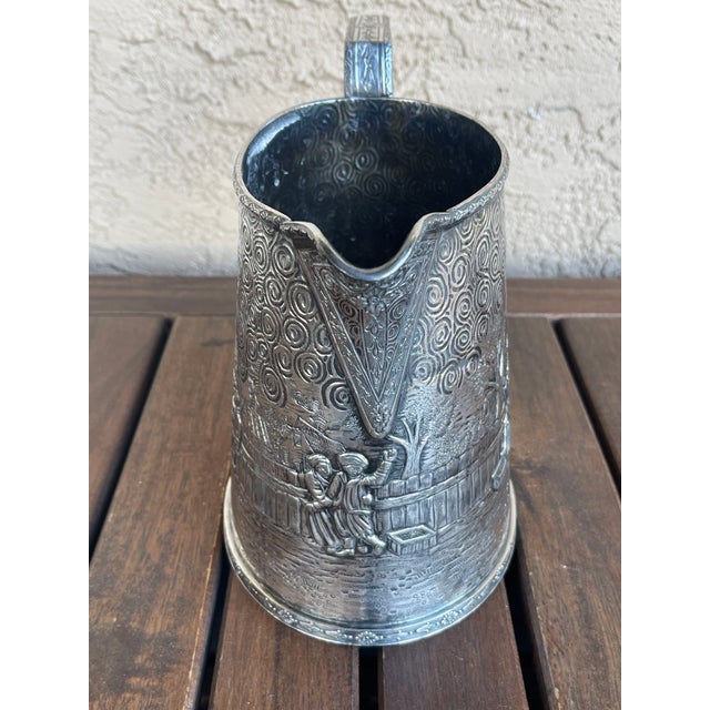 Arts & Crafts Farmhouse Arts & Crafts English Derby s.p. Co Intl. Figural Repousse Village Vase For Sale - Image 3 of 7