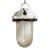 Vintage Reeded Glass Pendant With White Enamel Cast Iron Top For Sale
