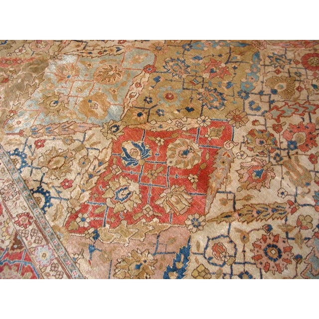 Early 20th Century Beautiful Ivory Background and Rosette Medallion Design Antique Persian Tabriz Rug For Sale - Image 5 of 7