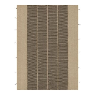 Rug & Kilim’s Contemporary Kilim in Black and Beige Textural Stripes For Sale