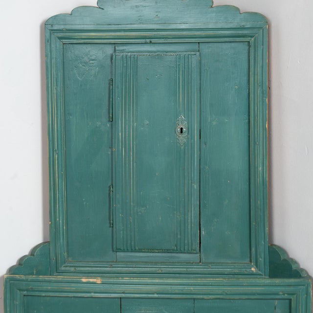Late 19th Century Late 19th Century Swedish Original Painted Hanging Corner Cabinet For Sale - Image 5 of 12