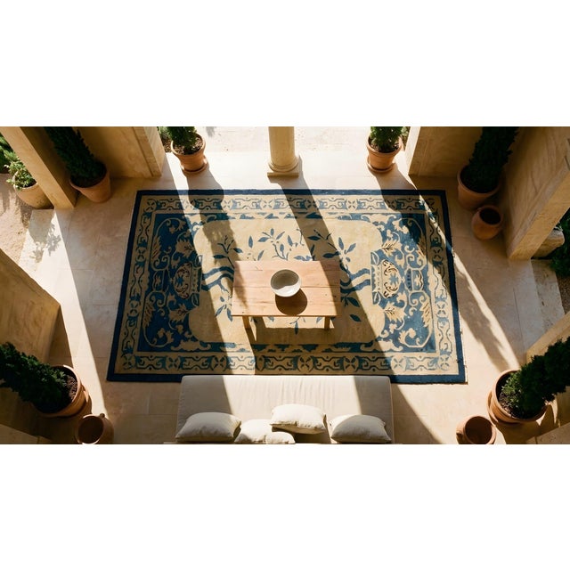 1920s Beige Floral Antique Chinese Peking Rug 3' 2'' X 4' 10'' Knotted Wool Carpet For Sale - Image 10 of 12