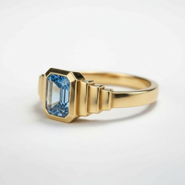 SIlver, Gold Round Topaz Ring For Men's. Mens Solitaire Topaz Ring. Emerald Cut Topaz Ring. Metal: 925 silver plus 14k...
