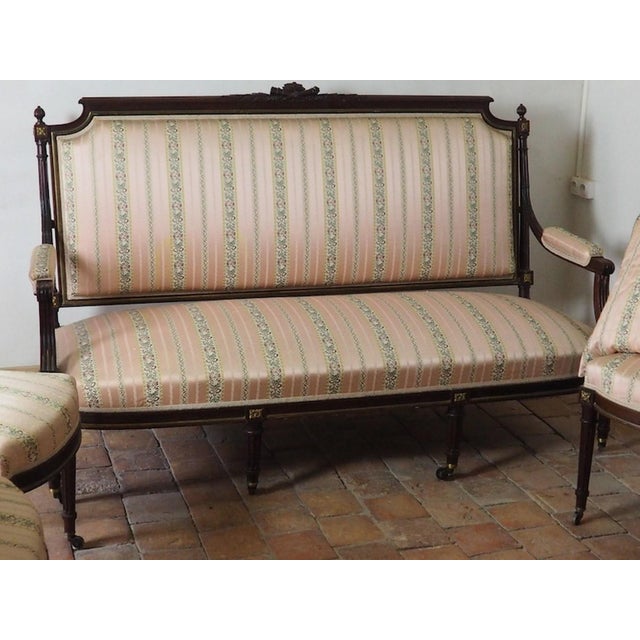 Vintage French Empire Style Sofa and Chairs, 1930s, Set of 5 For Sale - Image 4 of 11