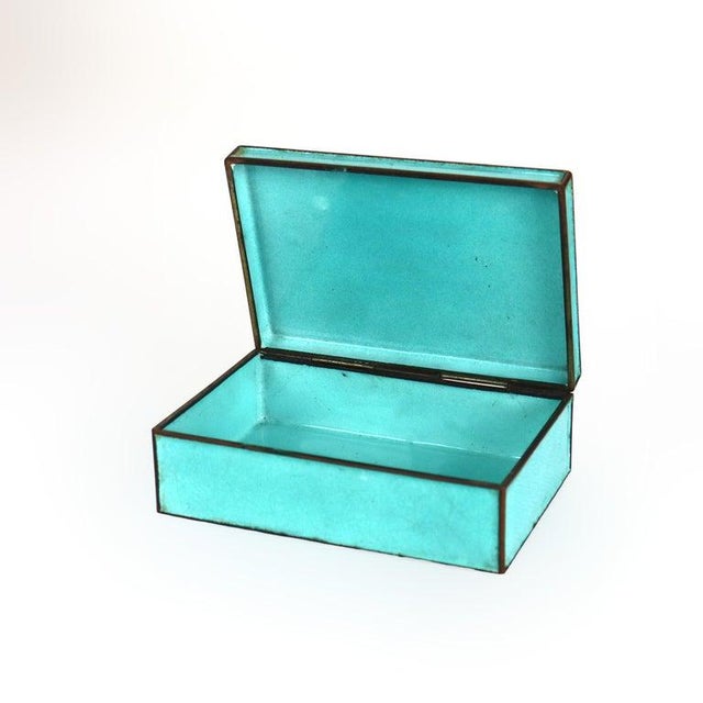 Metal Chinese Scenic Cloisonne Enameled Jewelry Box Unsigned C1930 For Sale - Image 7 of 8