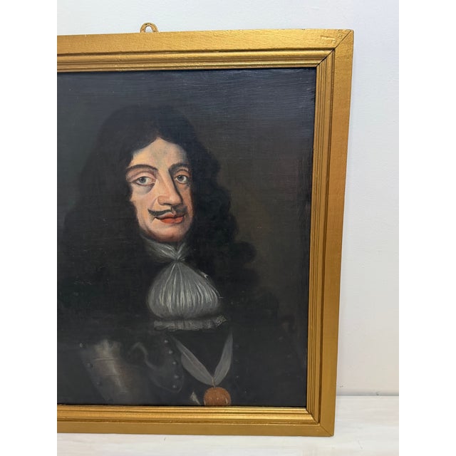 Textile Oil Portrait of King Charles II in Armour With the Order of the Garter English School, Circa 1850, After Sir Peter Lely (1618–1680) For Sale - Image 7 of 18