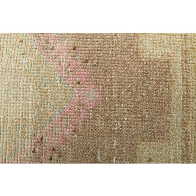 1970s Turkish Oushak Handmade Wool Cotton Beige Runner For Sale - Image 10 of 11