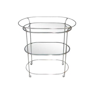 1970's Mid-Century Chrome & Metal Rolling Bar Cart For Sale