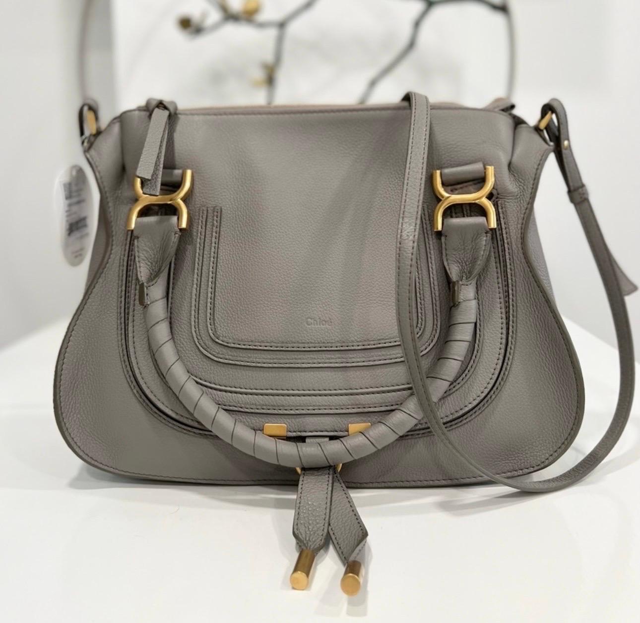Chloé Women's Gray Marcie Small Double Carry Foldover Tote Bag