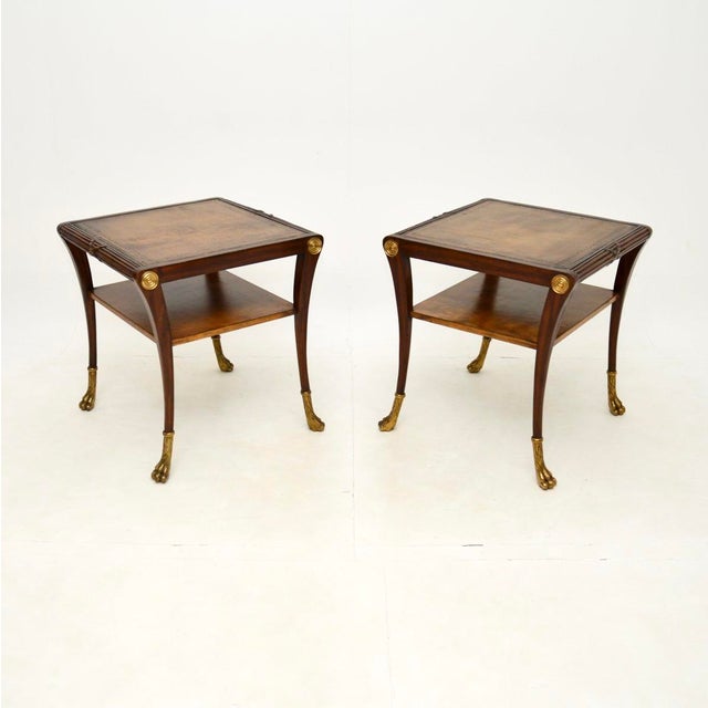Regency Leather Top Side Tables, 1960s, Set of 2 For Sale - Image 11 of 11