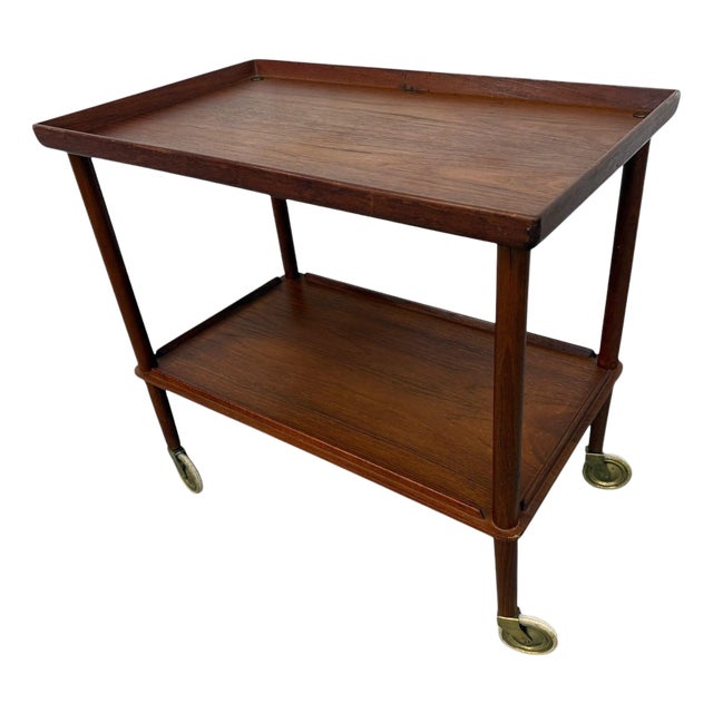 Mid-Century Danish Modern John Stuart Teak Bar Cart For Sale
