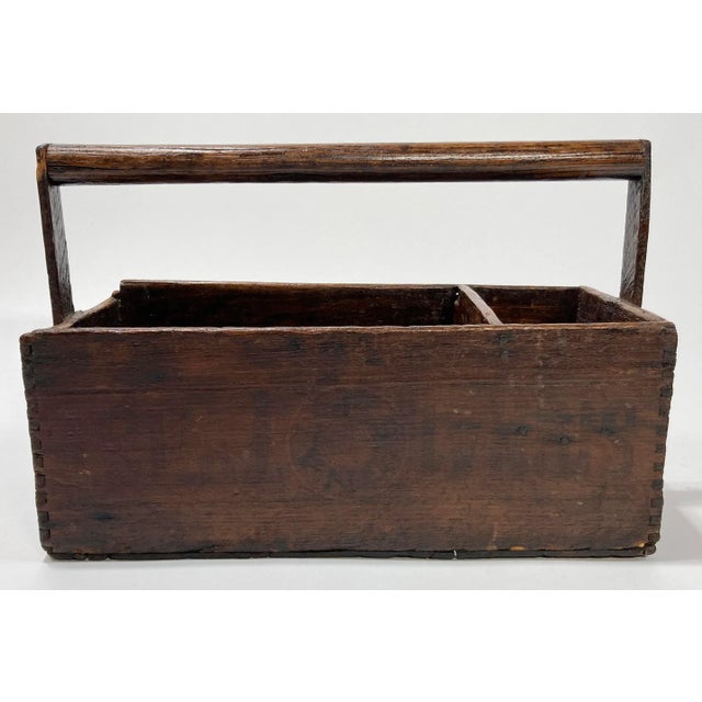 Antique Handmade Primitive Wood Tool Box For Sale - Image 4 of 7