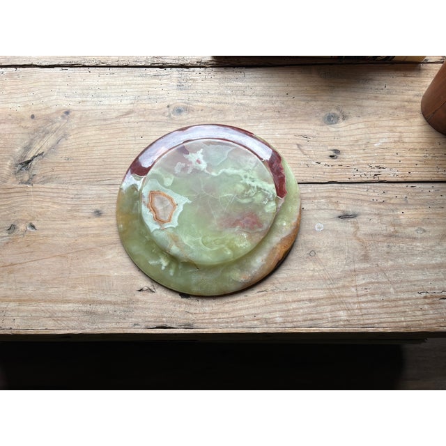 Vintage Green & Red Onyx Stone Decorative Bowl / Catchall Dish For Sale - Image 13 of 14