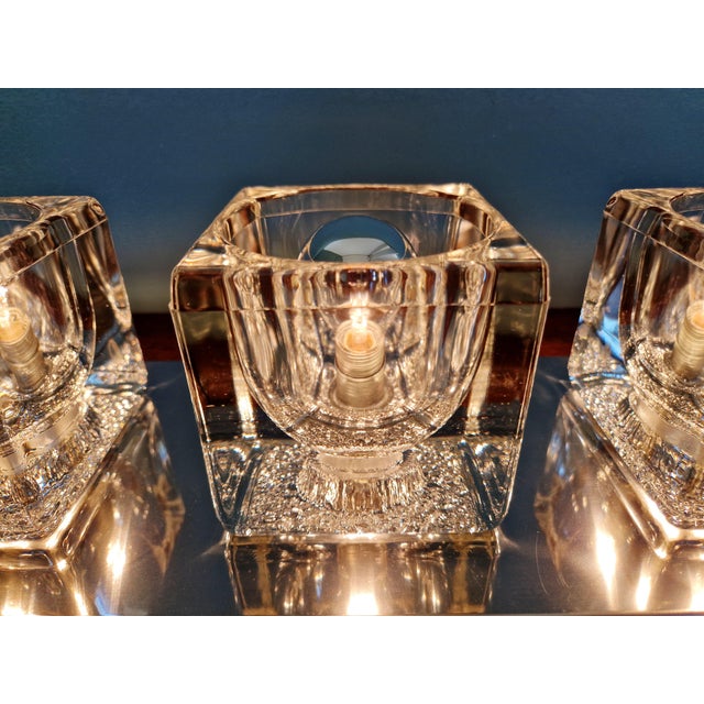 Ice Cube Triple Wall Light in Chromed Metal and Glass from Peill & Putzler, 1970 For Sale - Image 13 of 18