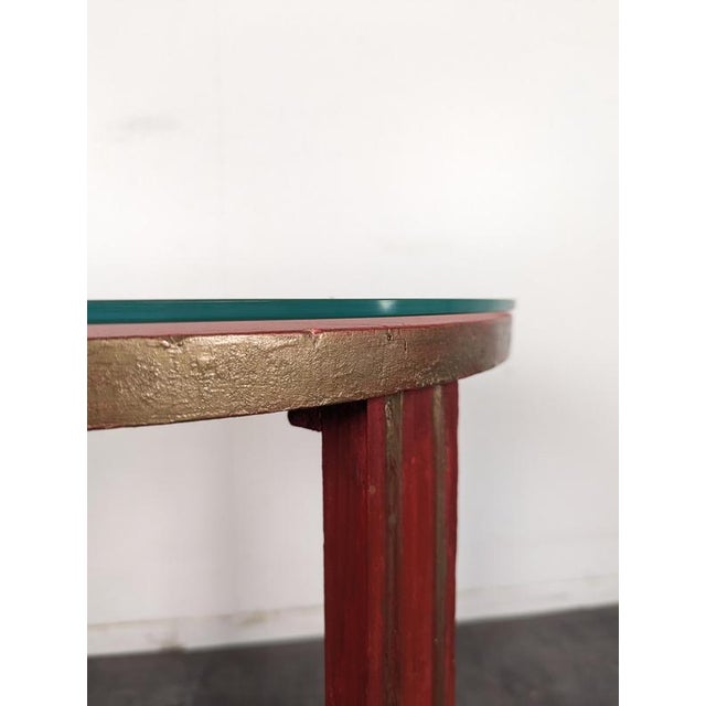 1930s Art Deco Red Lacquered Side Table with Glass Top, 1930s For Sale - Image 5 of 7