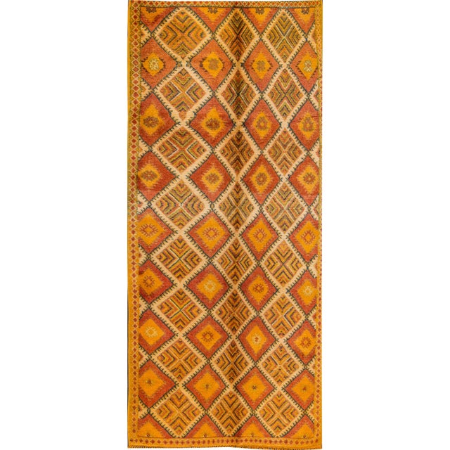 Mid-20th Century Vintage Orange Moroccan Tribal Wool Rug For Sale - Image 12 of 13