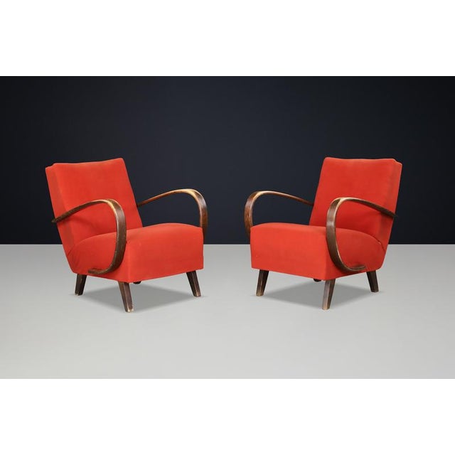 Bentwood Lounge Chairs by Jindřich Halabala, Czechoslovakia, 1940, Set of 2 For Sale - Image 3 of 17