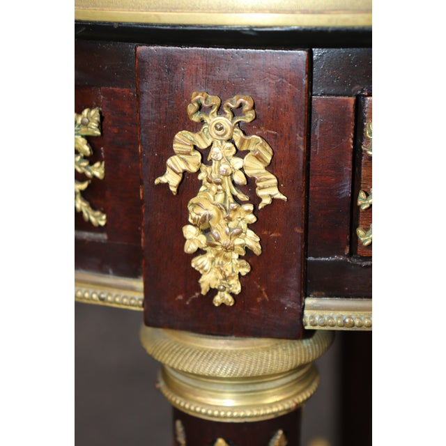 Brown 19th C French Louis XVI Style Ormolu Mounted Marble Top End Table For Sale - Image 8 of 15