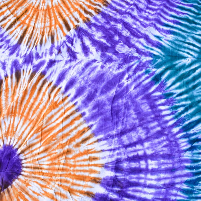 Early 20th Century Yoruba Tie-Dyed Textile Orange, Purple and Green Nigeria 87x76 inch For Sale In Denver - Image 6 of 7