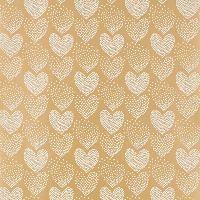 Sample - Schumacher Heart of Hearts Wallpaper in Ivory & Gold For Sale