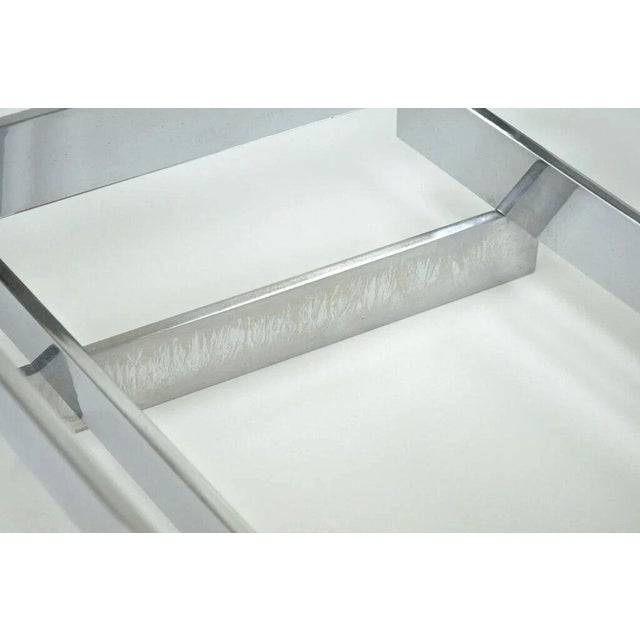 Silver Vintage Paul Mayen Habitat Mid Century Modern Stacked Chrome Glass Coffee Table For Sale - Image 8 of 11