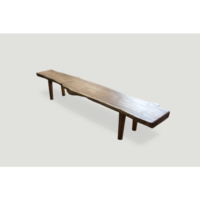 2010s Andrianna Shamaris Live Edge Teak Wood Bench For Sale - Image 5 of 5
